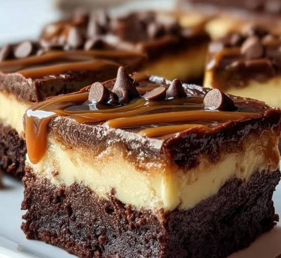 Decadent Salted Caramel Brownie Cheesecake Bars