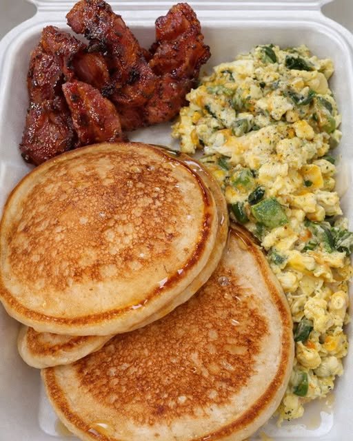 Golden Pancakes & Garden Scrambled Eggs