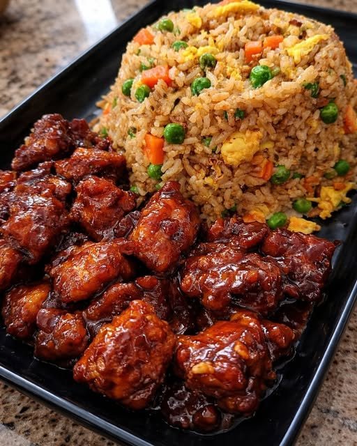 Sweet & Savory Sesame Chicken with Vegetable Fried Rice