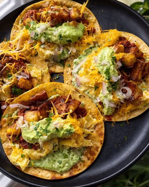 Loaded Breakfast Tacos with Crispy Potatoes & Guac