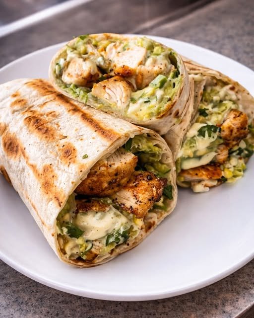 Creamy Grilled Chicken & Avocado Wraps