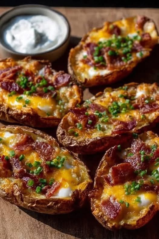 Crispy Air Fryer Loaded Potato Skins